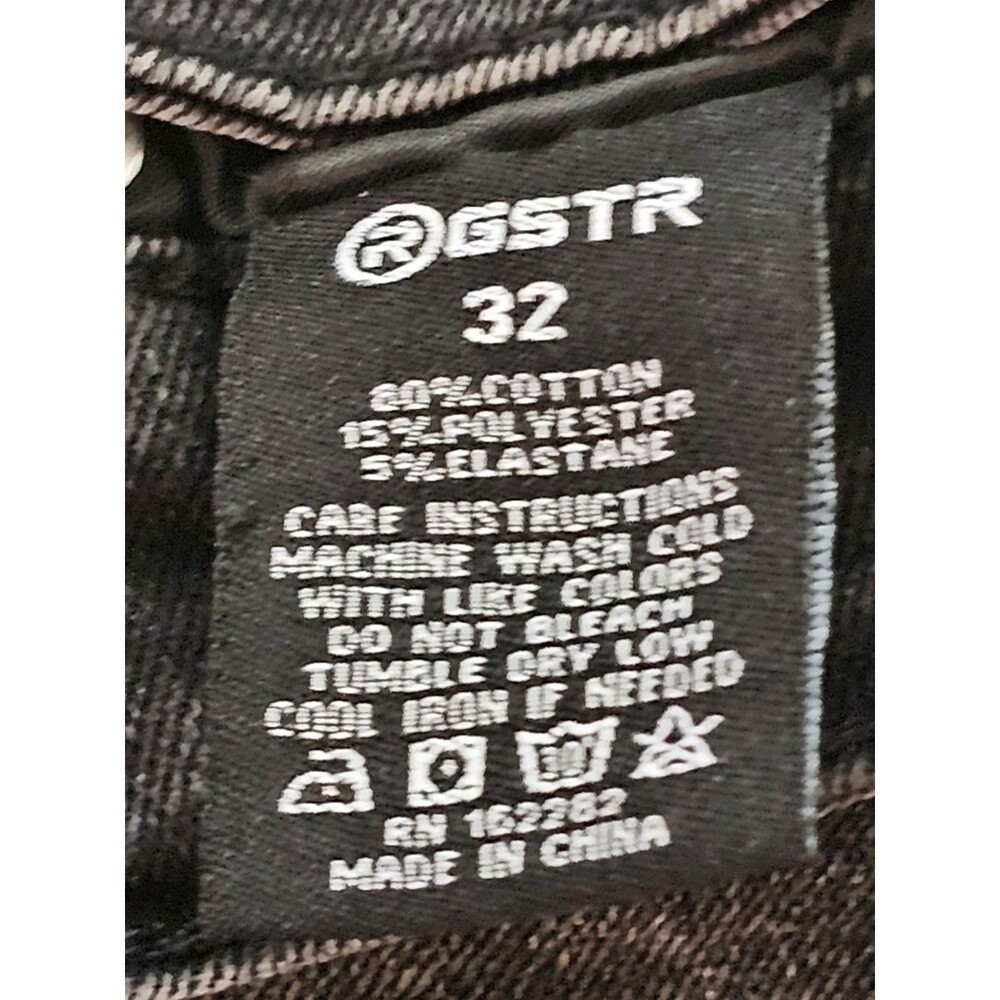 R GSTR Men's Slim Straight Stacked Ripped Patched Jeans Black Size 32 Inseam 28 - Picture 9 of 13